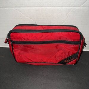 Vintage 1990’s Lebo Voyager Red Padded Travel Bag, Camera or Cassette Tapes